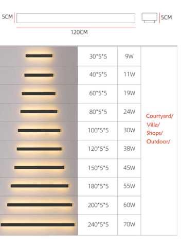 Waterproof outdoor wall lamp LED Long wall lamp IP65