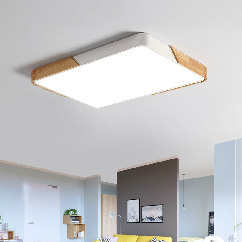 Modern Metal Flush Light: Rectangle Macaron LED Ceiling Fixture (White ...
