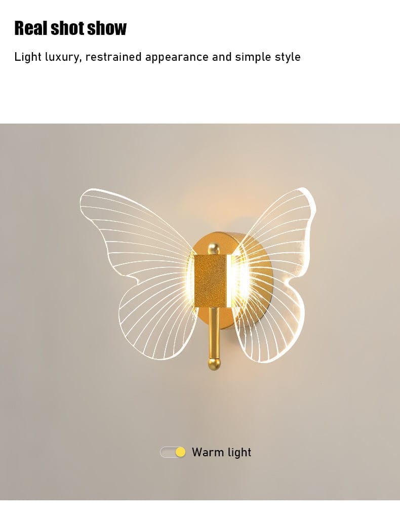 Modern Nordic All Copper Led Butterfly Wall Lamp