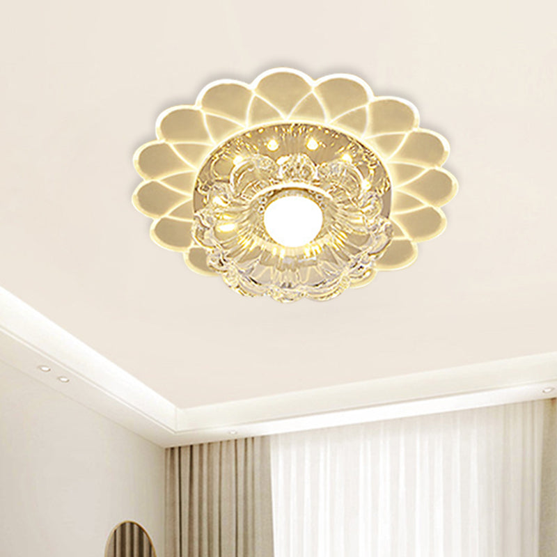 Small LED Ceiling Light Fixture - Crystal Clear Flush Mount, Layered ...