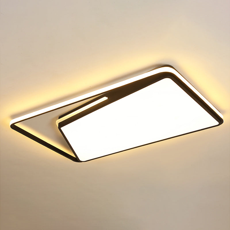 Modern Rectangle Ceiling Mounted LED Flush Light Fixture for Living ...