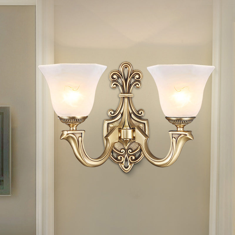 Rush Lamp Invert Traditional Frosted Glass Wall Mounted Lamp with Gold Finish - Inverted ...