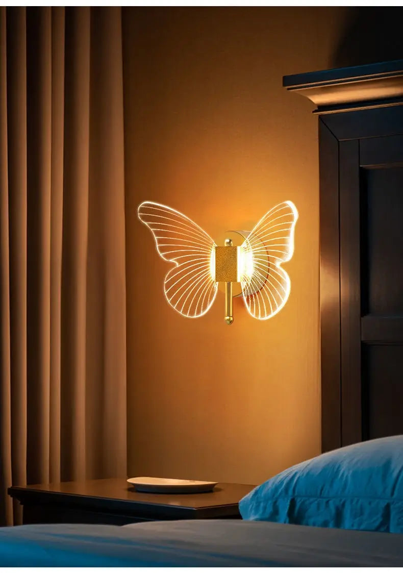 Modern Nordic All Copper Led Butterfly Wall Lamp