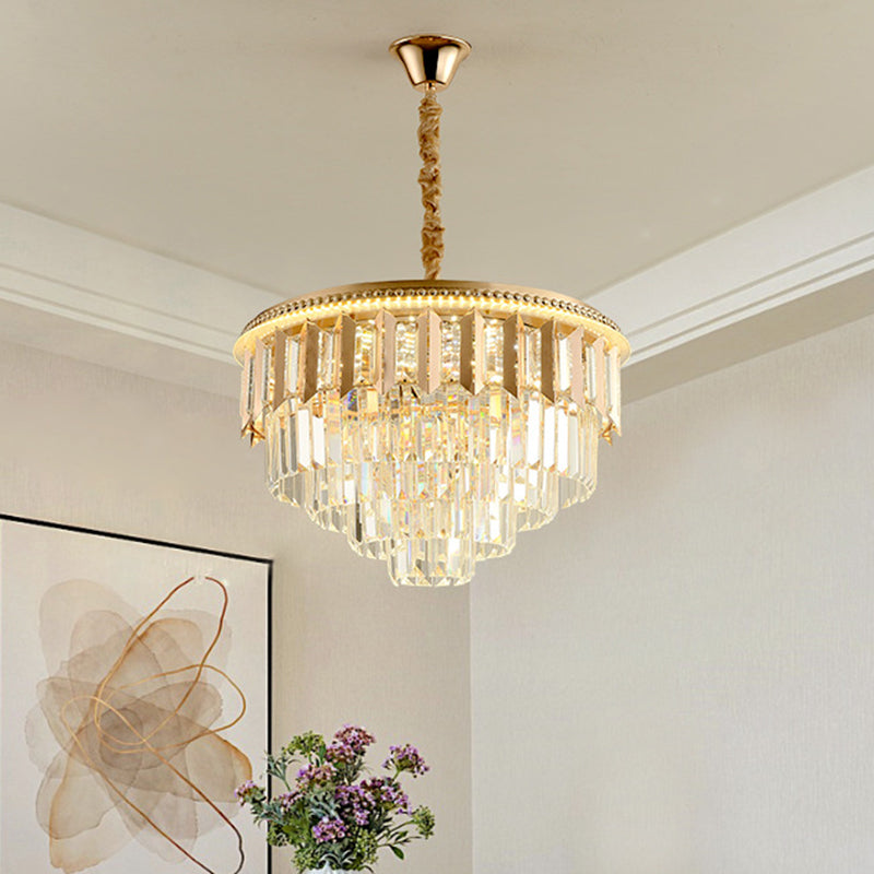 Modern Gold Crystal 5-Tier Round Chandelier - LED Ceiling Pendant Light ...