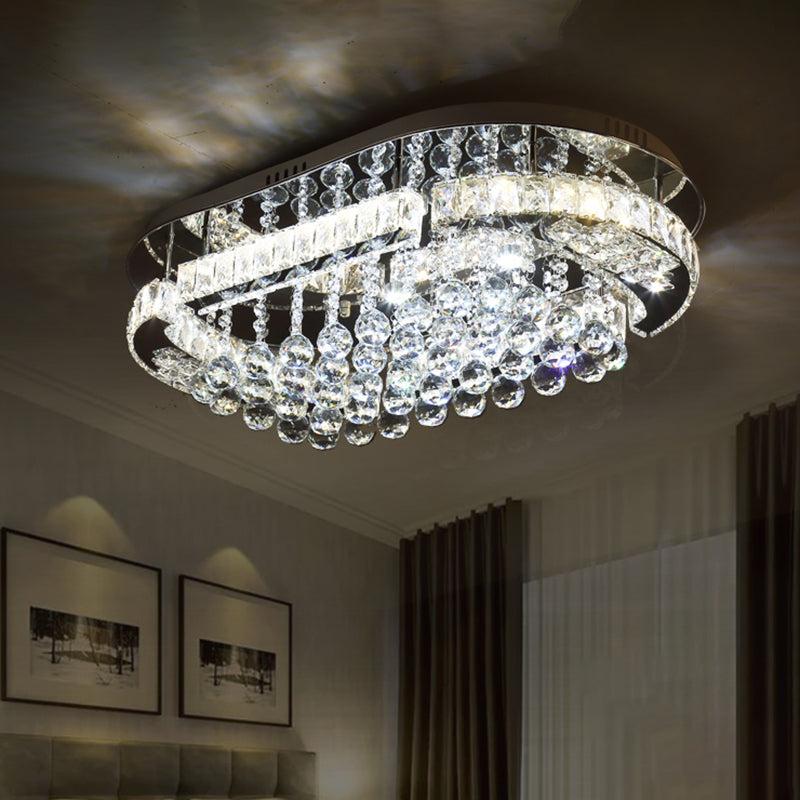 Sleek Stainless-Steel LED Light Fixture with Clear Cut Crystal Blocks ...