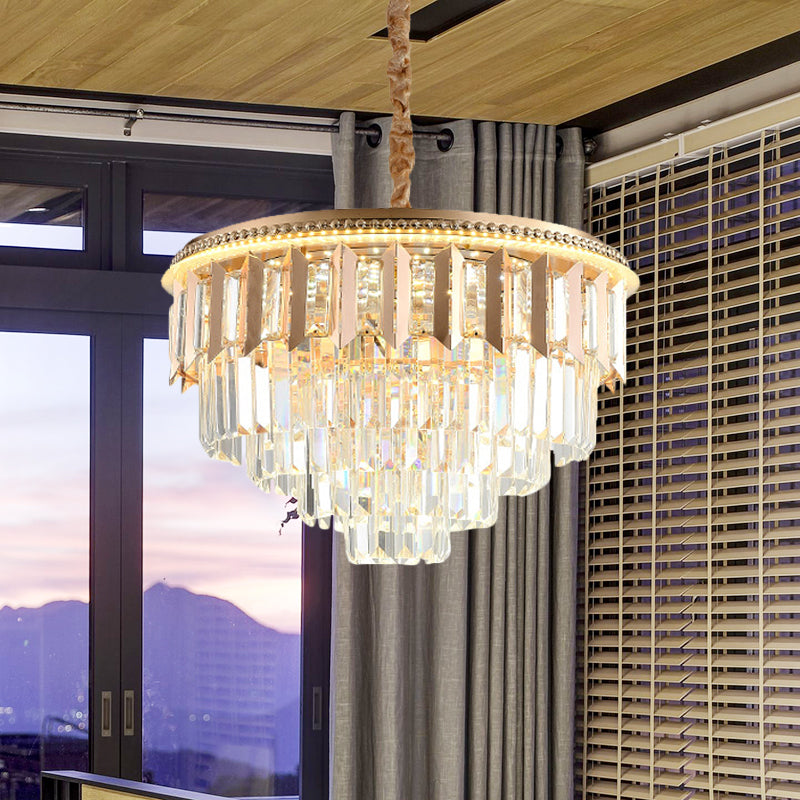 Modern Gold Crystal 5-Tier Round Chandelier - LED Ceiling Pendant Light ...
