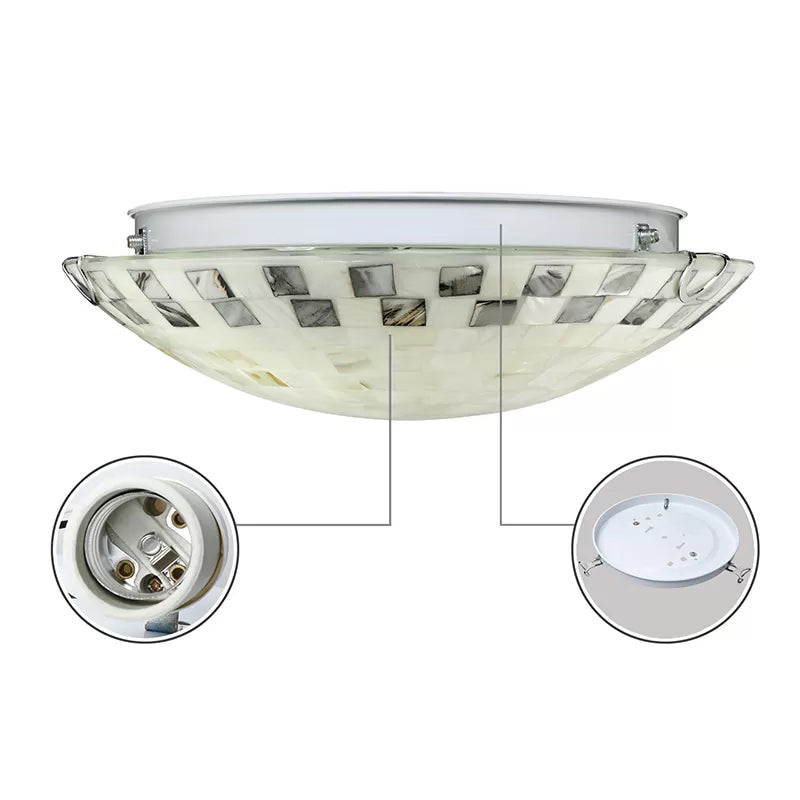 Tiffany 2-Light Shell Flush Mount Ceiling Light in Beige for Bedroom ...