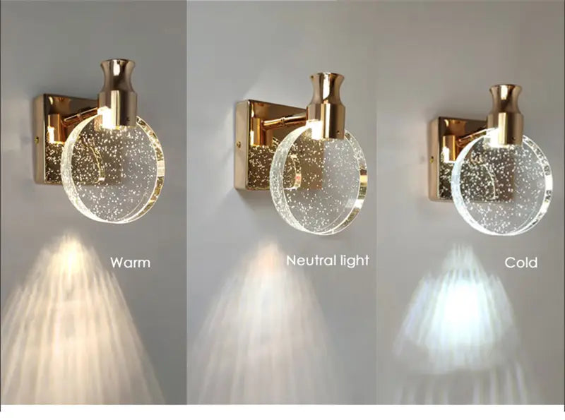 Simple Crystal LED Wall Lamp for Bathroom Bedroom