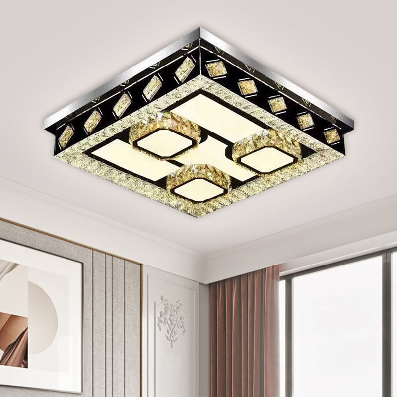 Modern Crystal Flush Mount LED Ceiling Light with Nickel Finish and ...