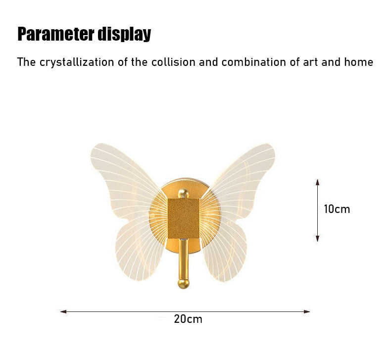 Modern Nordic All Copper Led Butterfly Wall Lamp