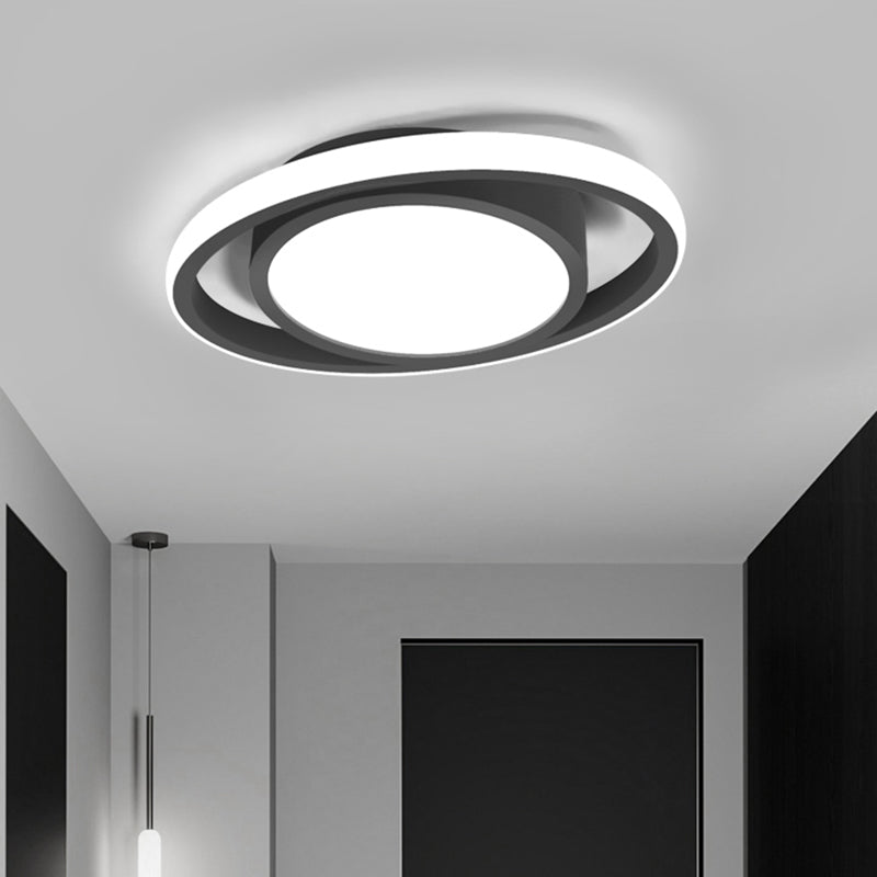 Modern LED Flush Mount Ceiling Light with Elliptical Acrylic Shade