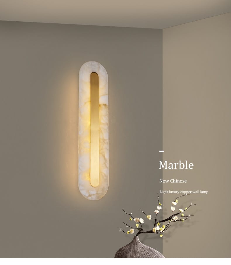 Postmodern Luxury Copper Marble Wall Lamp in Gold shade For