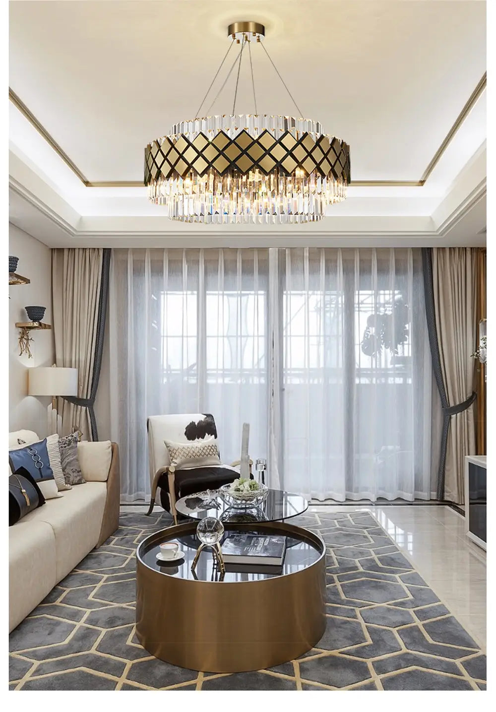 Neva 2 - Designer Alloy and Crystal LED Chandelier For
