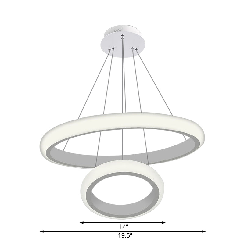 Modern White Doughnut Chandelier Lamp - 1/2/3 Lights - Acrylic LED ...