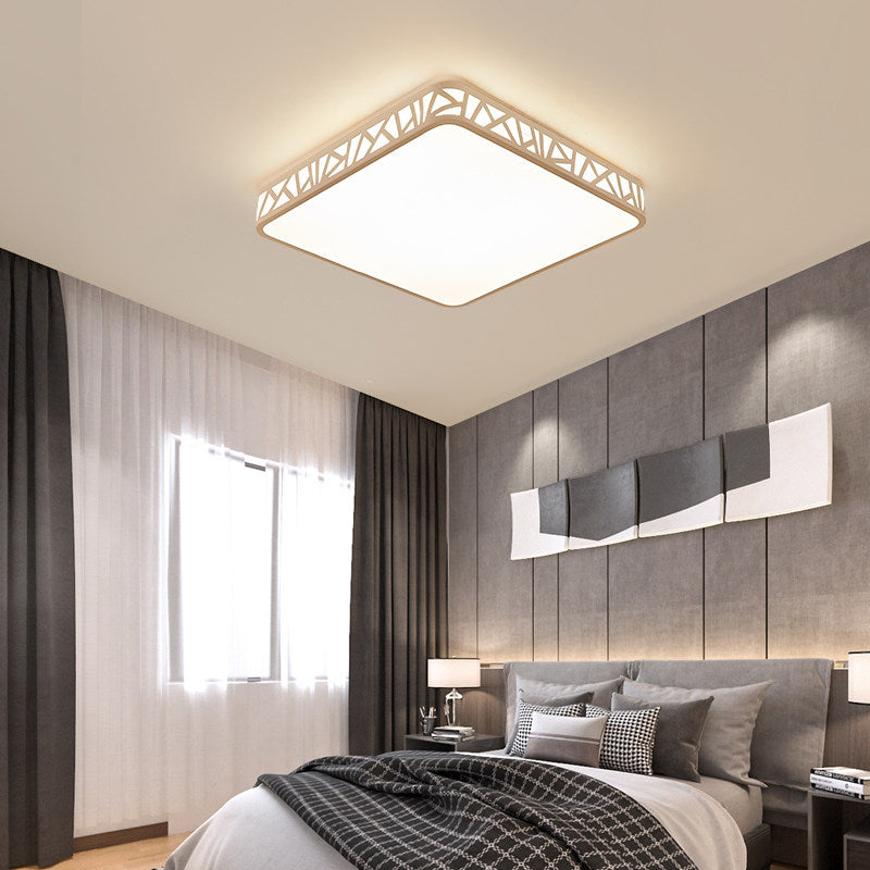 Contemporary Square Flushmount Ceiling Light - Metallic Integrated LED ...