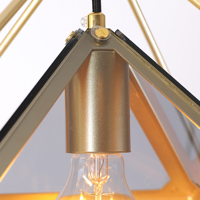 Black/Gold/Amber Glass Colonial Diamond Shape Ceiling Light Fixture - 1 ...