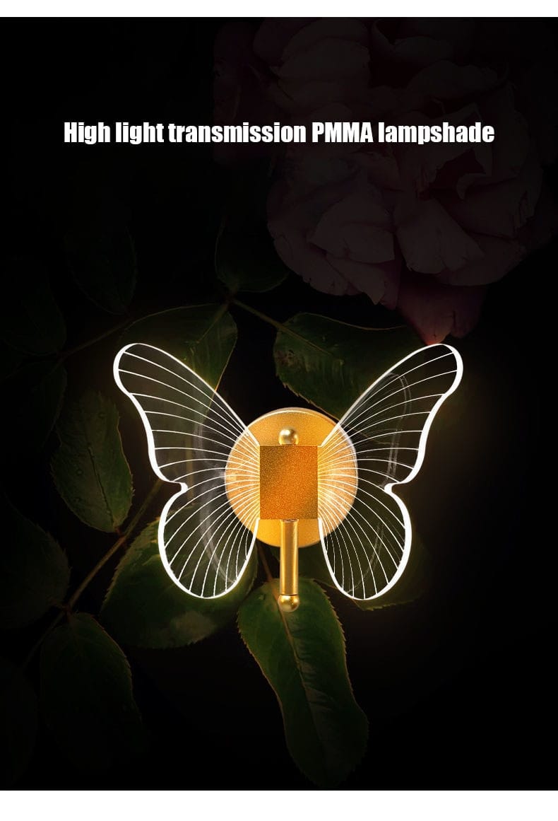 Modern Nordic All Copper Led Butterfly Wall Lamp