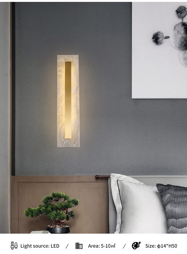 Postmodern Luxury Copper Marble Wall Lamp in Gold shade For