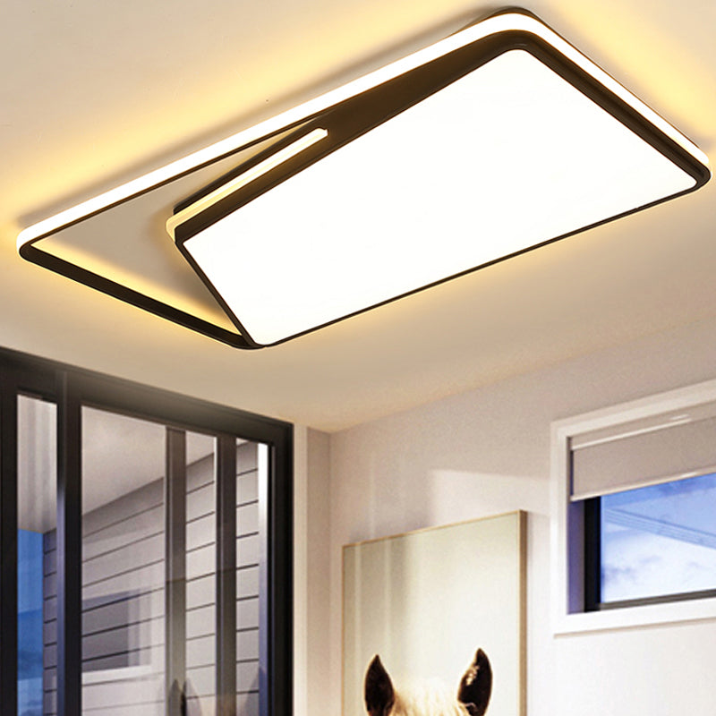 Modern Rectangle Ceiling Mounted LED Flush Light Fixture for Living ...