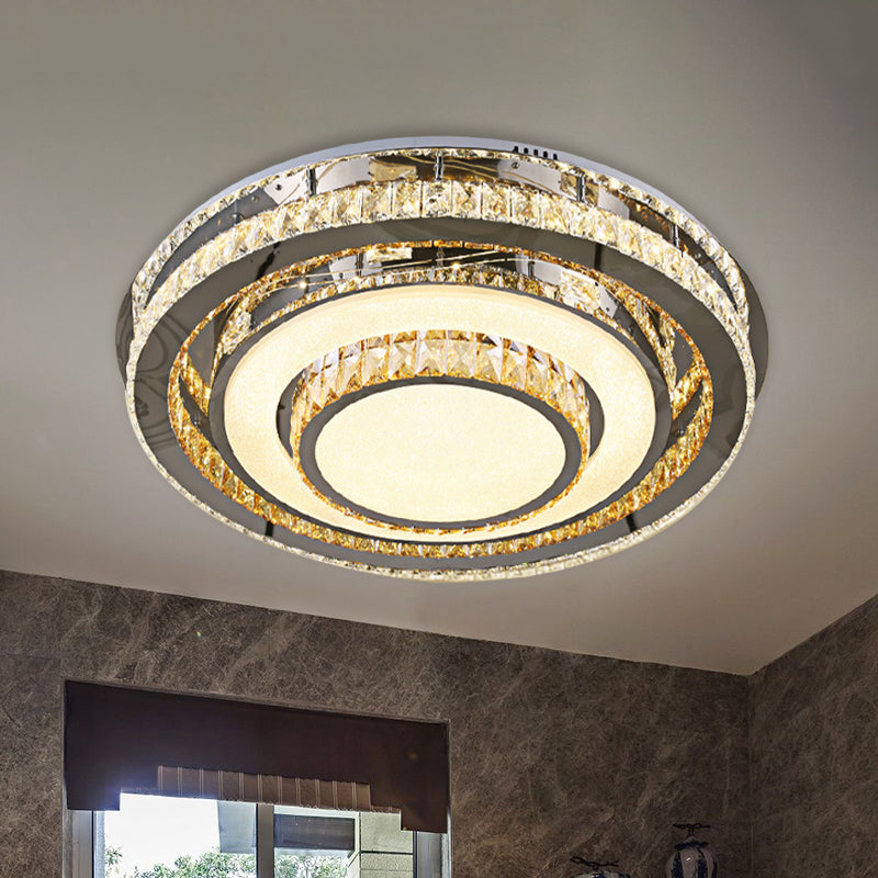 Simple Hand Fixture Crystal LED Flushmount Close to Ceiling Lighting Fixture in Nickel ...