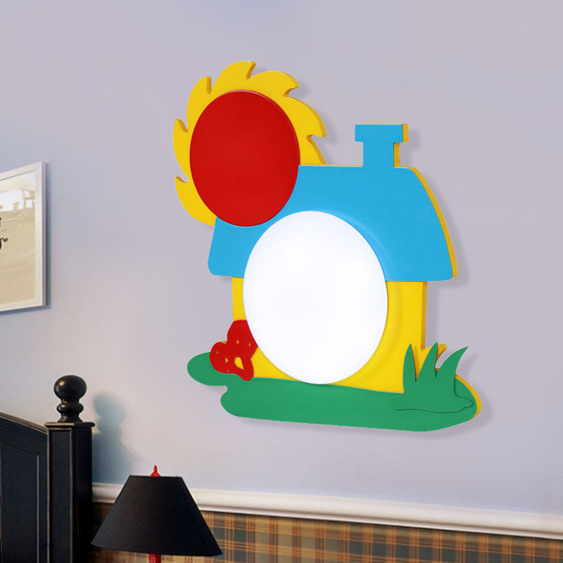 Led In House Cartoon Colorful Wooden LED Cartoon House Wall Light for Nursery