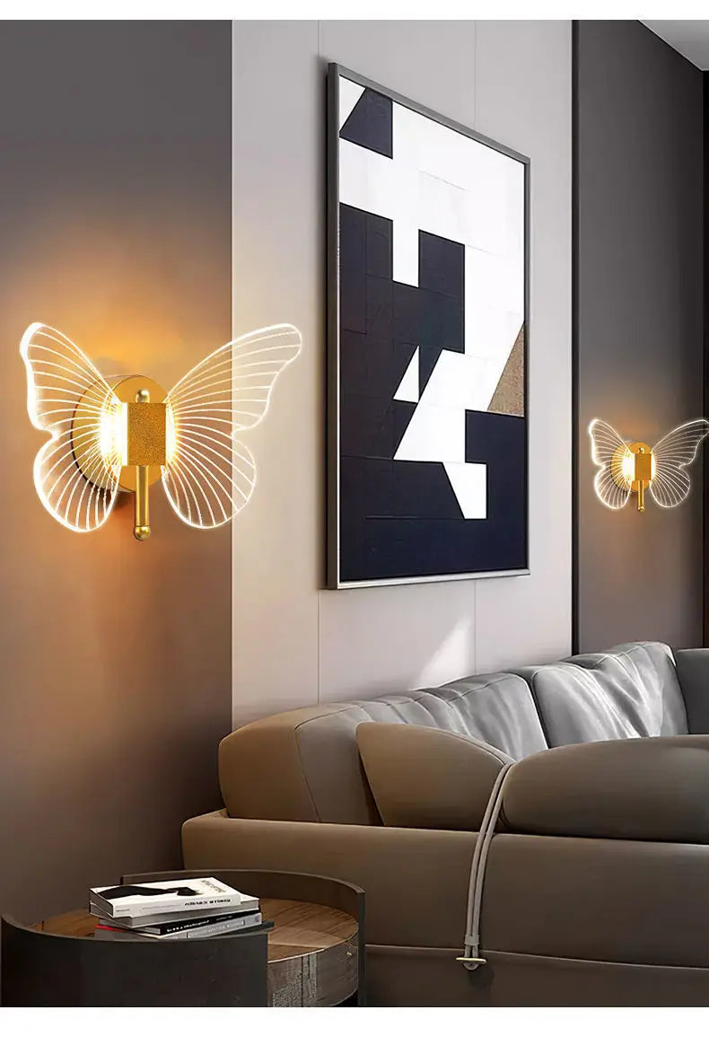 Modern Nordic All Copper Led Butterfly Wall Lamp
