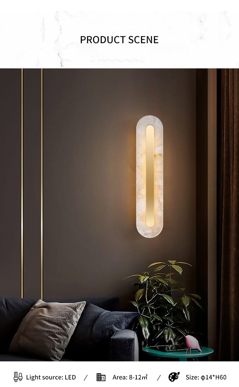 Postmodern Luxury Copper Marble Wall Lamp in Gold shade For