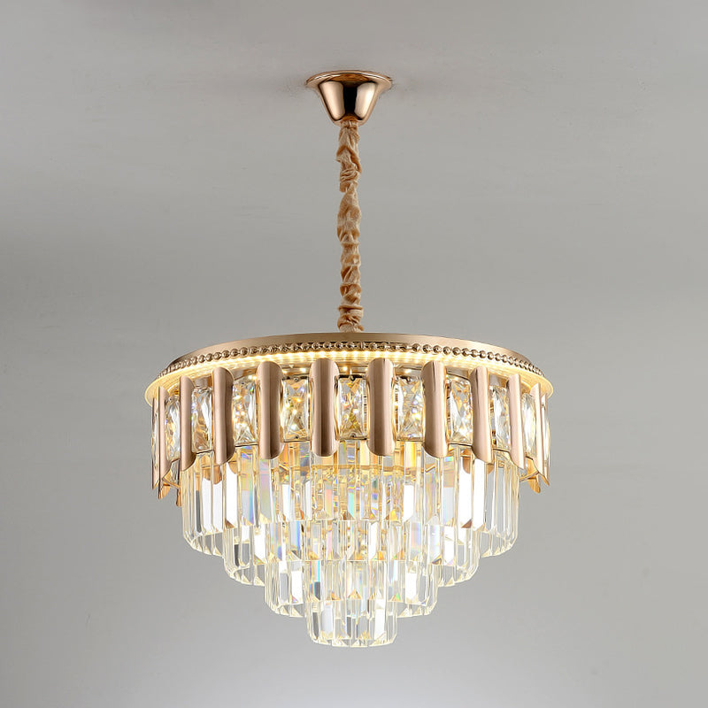 Modern Gold Crystal 5-Tier Round Chandelier - LED Ceiling Pendant Light ...