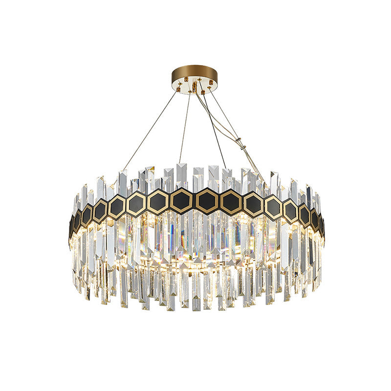LED Crystal Icicle Chandelier with Mid Century Circle Design ...