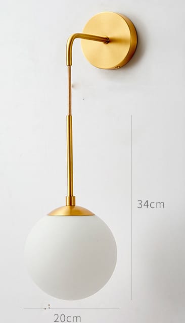 Nordic Design LED Bedroom Bedside Brass Copper Wall Lamp