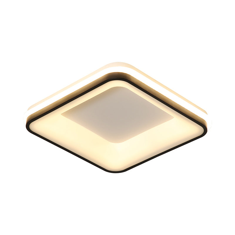 Minimalist Acrylic Black LED Ceiling Light Fixture - Square Frame Flush ...