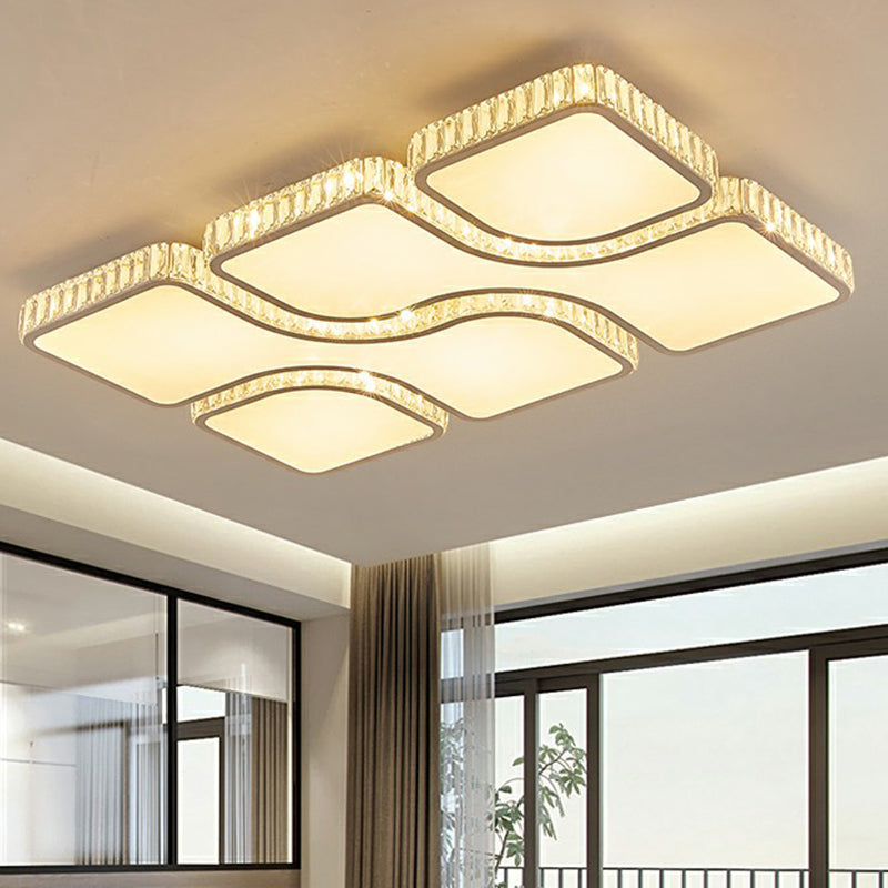 Rectangular Led Office Ceiling Modern Crystal Clear Rectangular LED Ceiling Mount Flushmount Light for ...
