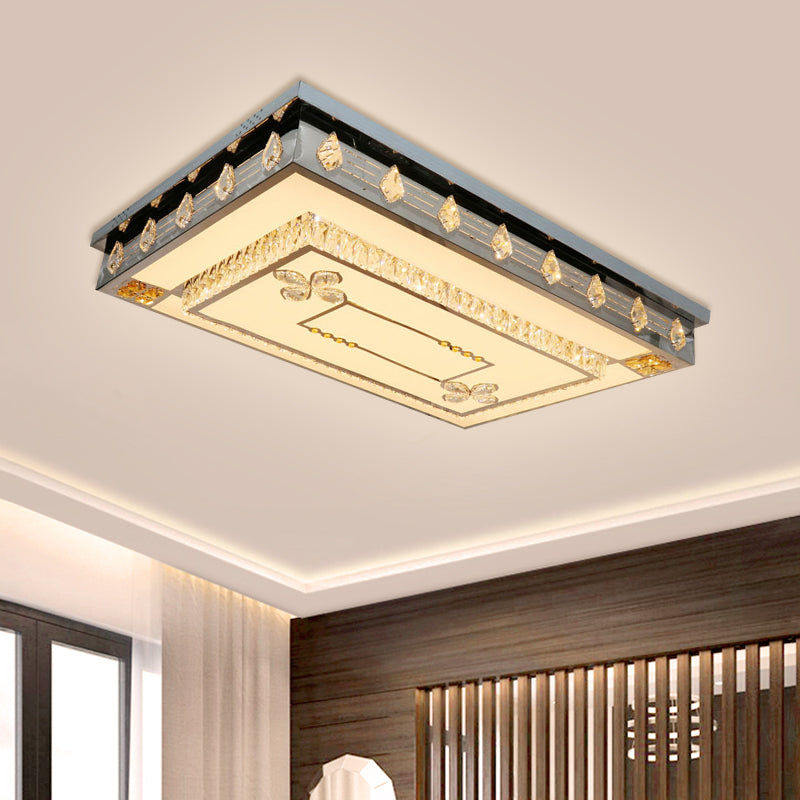 Modern Rectangular Ceiling Fixture with Clear Crystal Blocks – LED ...
