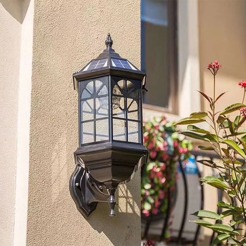 Solar Pool Sconce Clear Glass Wall Sconce with Solar Panel for Outdoor Lighting