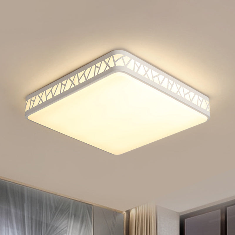 Contemporary Square Flushmount Ceiling Light - Metallic Integrated LED ...