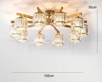 Crystal Ceiling Lights Bedroom Modern Design Copper Lamp