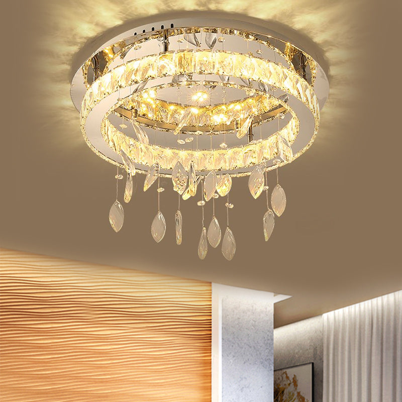 LED Ring Semi Flush Contemporary Stainless-Steel Ceiling Mount with ...