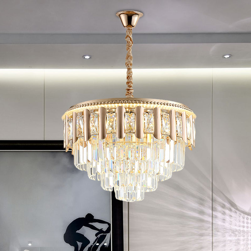 Modern Gold Crystal 5-Tier Round Chandelier - LED Ceiling Pendant Light ...