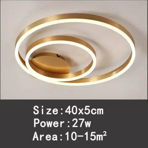 Golden Round Iron Led Ceiling Lights For Living Room Bedroom