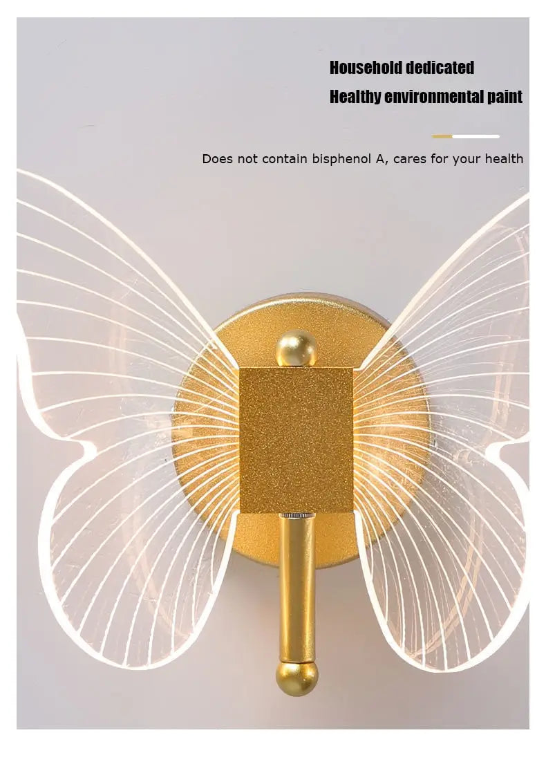 Modern Nordic All Copper Led Butterfly Wall Lamp