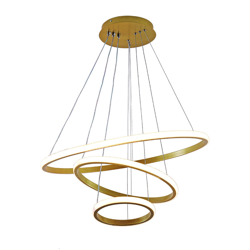 Sleek 3-Ring LED Ceiling Pendant Light: Modern Bedroom Lighting Fixture
