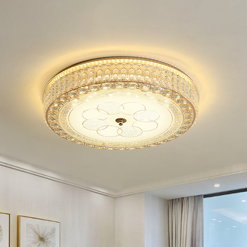 Modern Round Flushmount LED Ceiling Light with Clear Crystal Blocks for ...