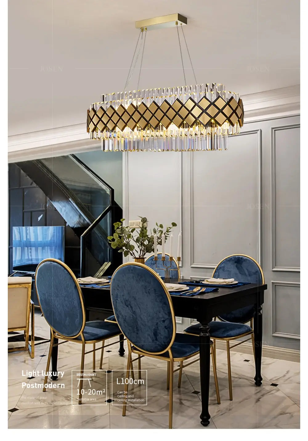 Neva - Designer Crystal LED Chandelier For Dinning Room