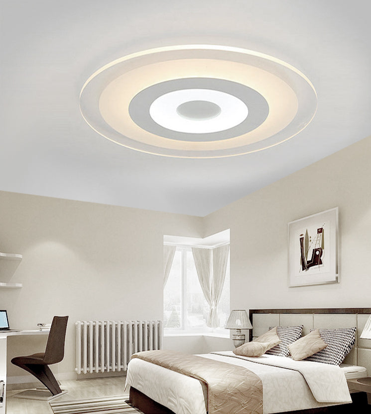 Basic White Led Simple White LED Bedroom Flush Mount Ceiling Light with Round Acrylic Shade