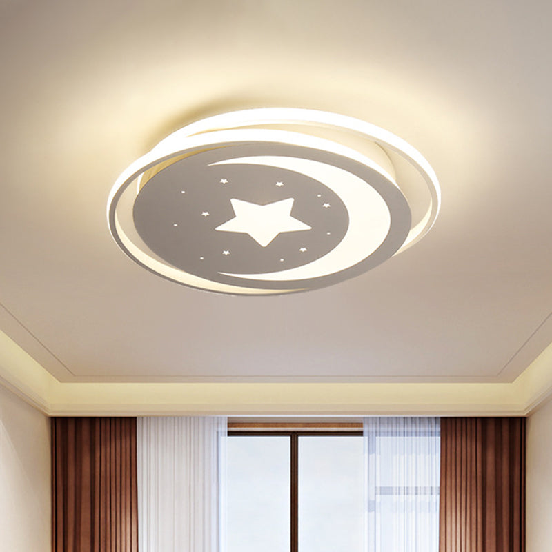 Modern Acrylic Moon and Stars LED Flush Mount Ceiling Light with White ...