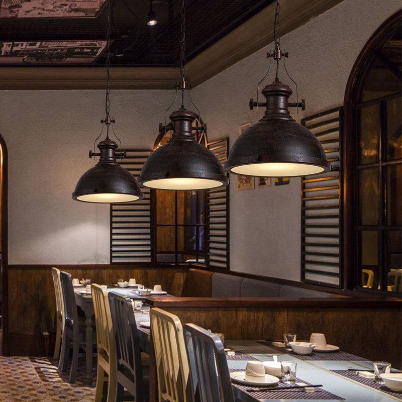 Retro Metal Pendant Light with Frosted Glass Diffuser - Bowl Restaurant ...