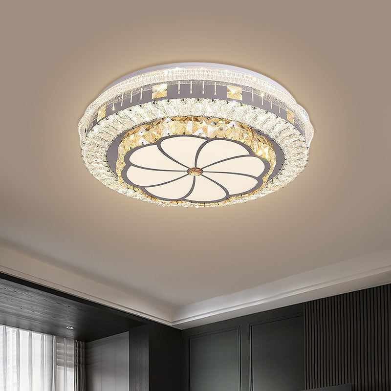 Contemporary LED Ceiling Lamp with Clear Crystal Blocks and Flower ...