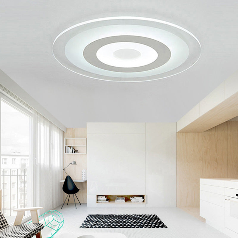 Basic White Led Simple White LED Bedroom Flush Mount Ceiling Light with Round Acrylic Shade
