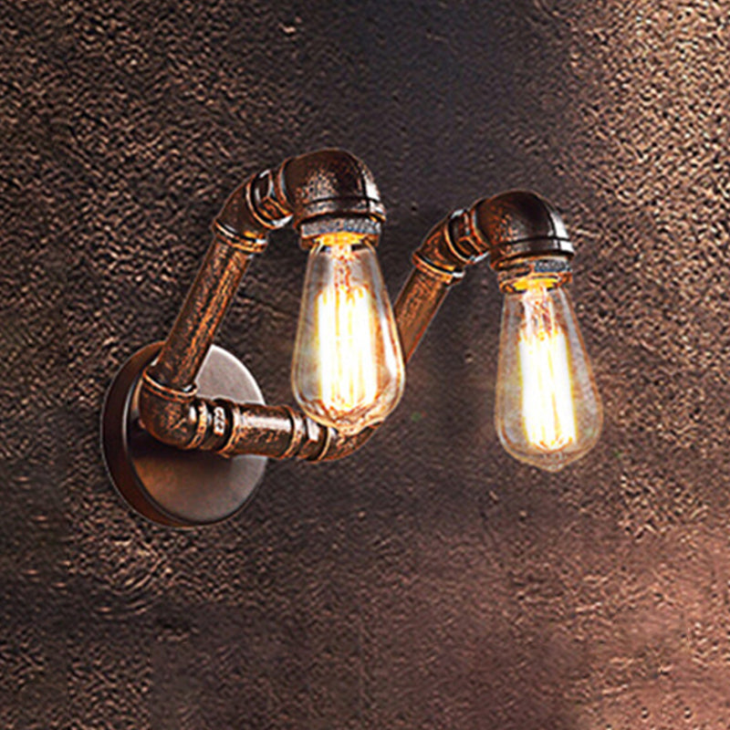 Rust Wall Light Antiqued Metal Rust Finish Wall Mount Lamp - Vintage Style 2-Light Wall ...