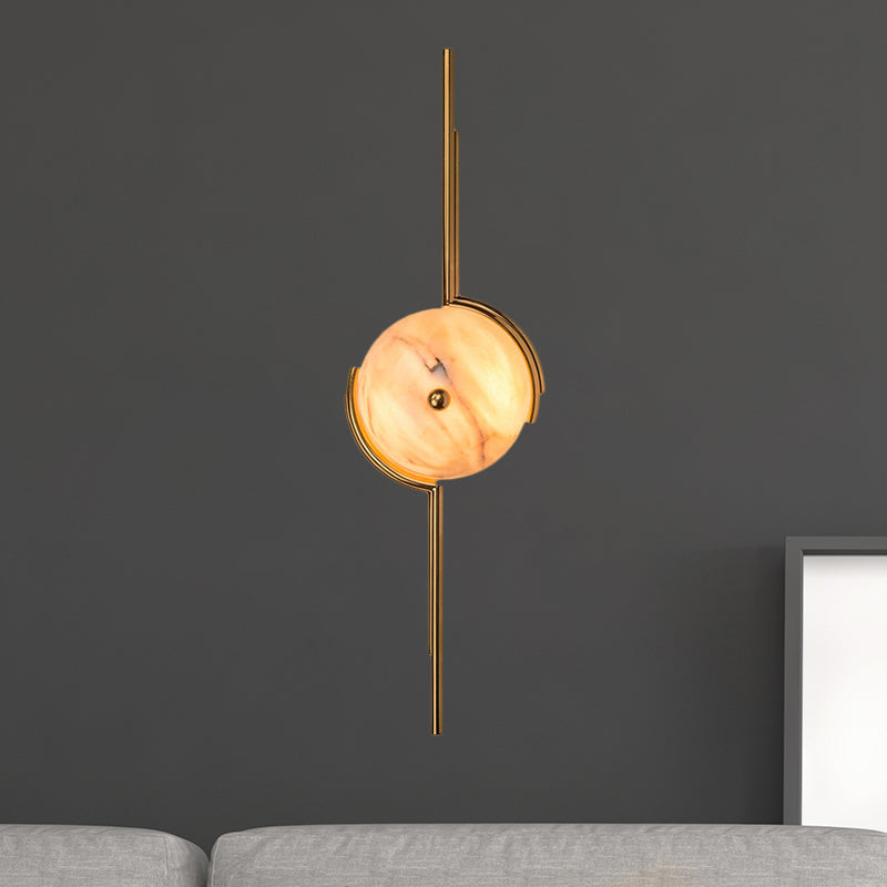 Image result for Modern Gold Round LED Wall Light with Marble Accents - Ideal for Bedroom